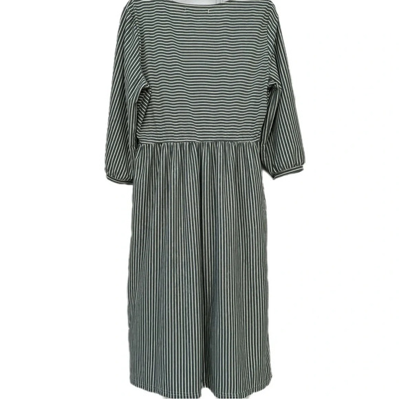 Merokeety Olive Green Striped T-Shirt Dress Women’s L Large Soft Stretchy Casual - Picture 3 of 9